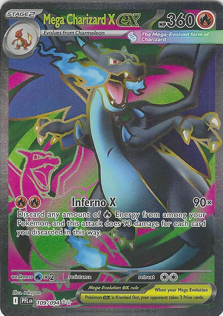 2025 ME02: Phantasmal Flames Mega Charizard X ex #109/094 Near Mint or Better