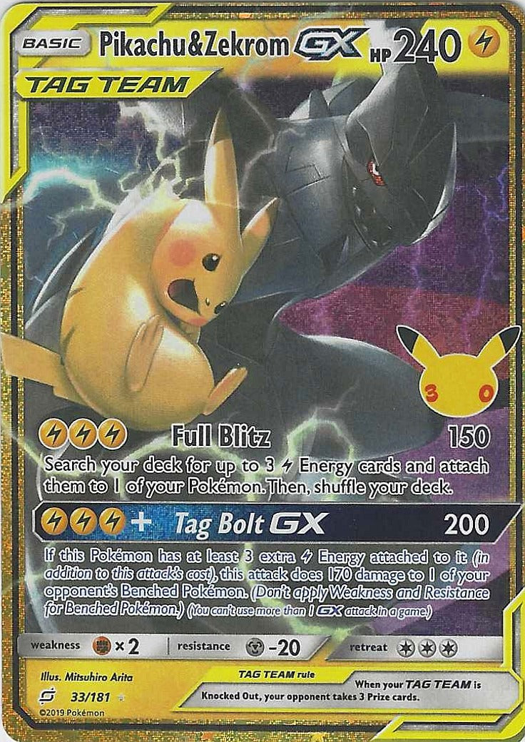 2019 SM - Team Up Pikachu & Zekrom GX #33/181 Near Mint or Better